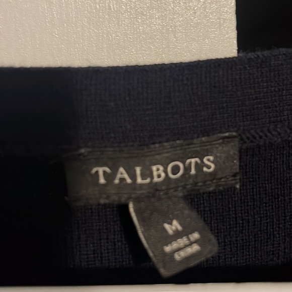 3/4 length black Talbots boatneck top with 3 buttons on each shoulder. Size M. - Picture 3 of 4